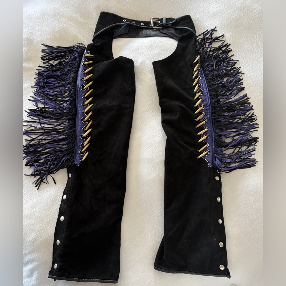 Beautifully Embellished Black Suede Chaps